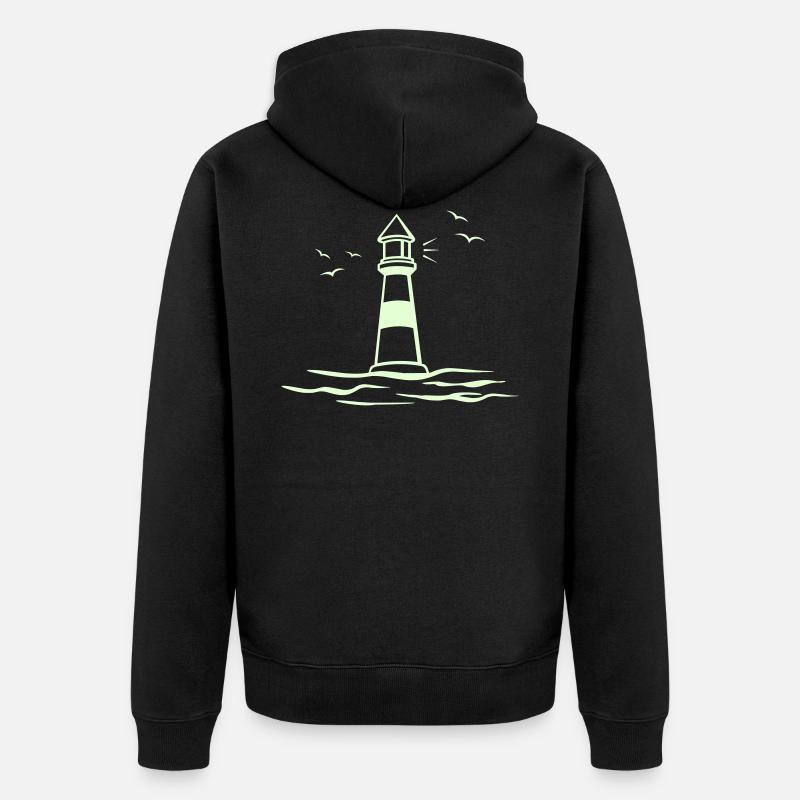 Leuchtturm, Meer, Möwen - Unisex Premium Bio Zip Hoodie - Schwarz