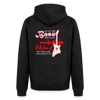 Bassisten - Unisex Premium Bio Zip Hoodie - Schwarz - Hinten - Nico (187cm)