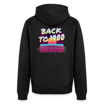 80 - Unisex Premium Organic Zip Hoodie - black - Back - Nico (187cm)