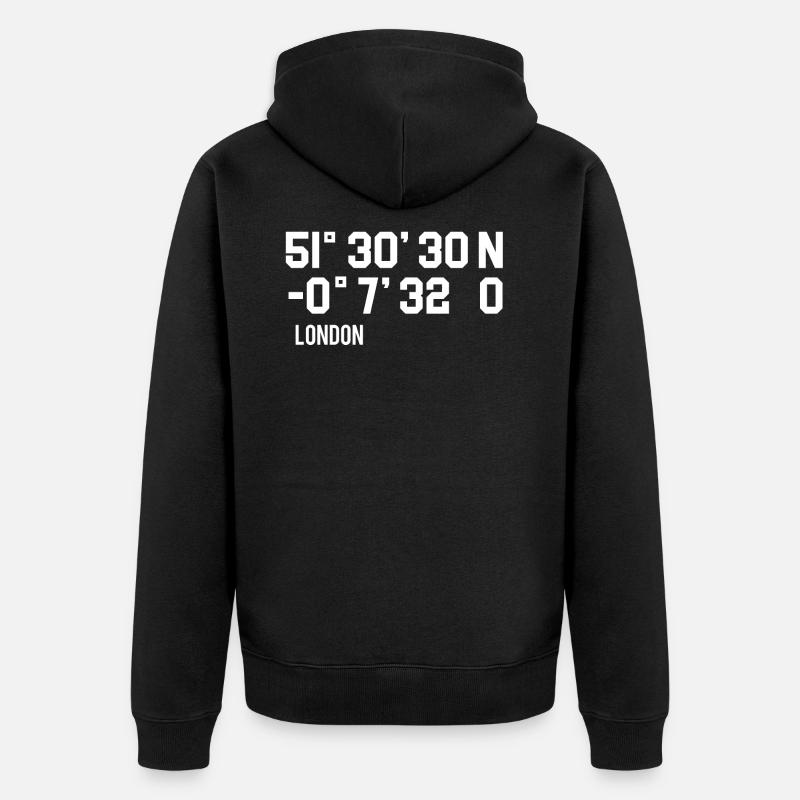 Coordonnées de Londres - Veste à capuche bio Premium Unisexe - noir