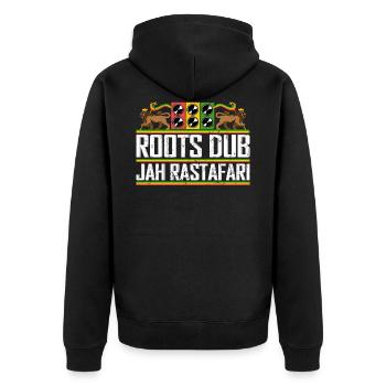 Reggae - Unisex Premium Bio Zip Hoodie - Schwarz - Hinten - Nico (187cm)