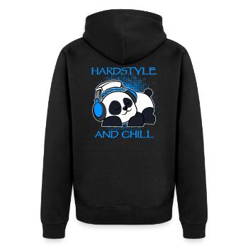 Hardstyle Panda - Unisex Premium Bio Zip Hoodie - Schwarz - Hinten - Nico (187cm)