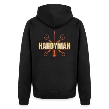 Heimwerker - Unisex Premium Bio Zip Hoodie - Schwarz - Hinten - Nico (187cm)