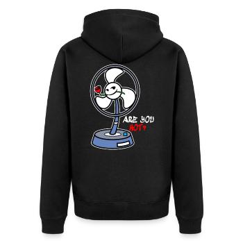 Ventilator Hitze - Unisex Premium Bio Zip Hoodie - Schwarz - Hinten - Nico (187cm)