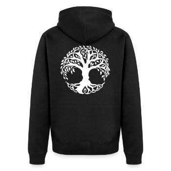 Baum - Unisex Premium Bio Zip Hoodie - Schwarz - Hinten - Nico (187cm)