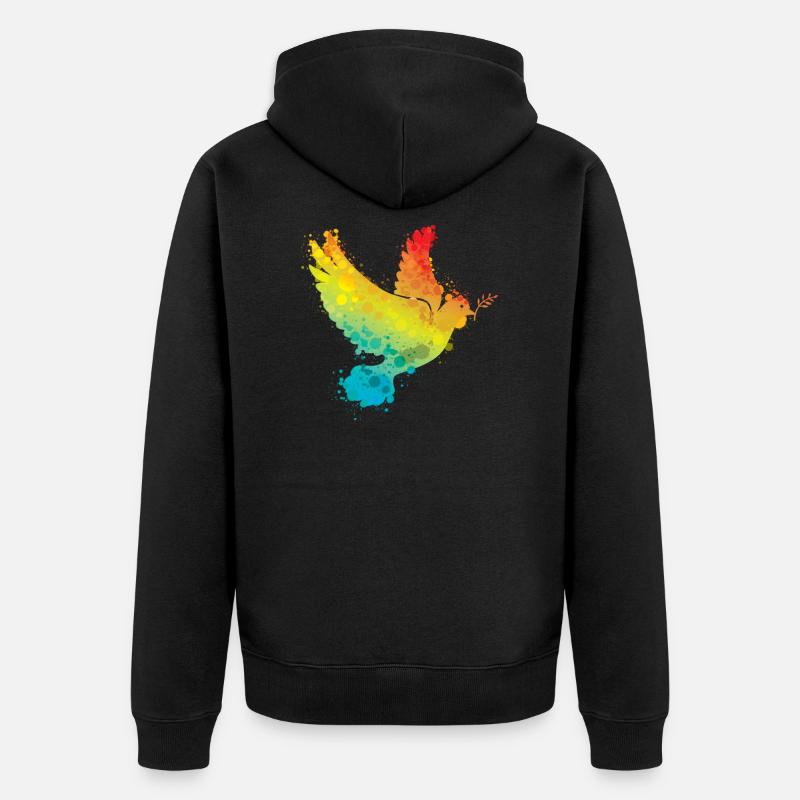 Colombe de la paix Arc-en-ciel - Veste à capuche bio Premium Unisexe - noir