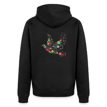 Hippie Vogel aus Blumen - Unisex Premium Bio Zip Hoodie - Schwarz - Hinten - Nico (187cm)