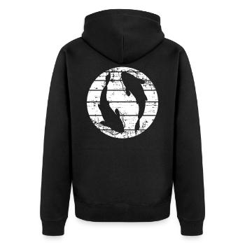 Karpfen - Unisex Premium Bio Zip Hoodie - Schwarz - Hinten - Nico (187cm)