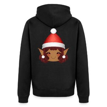 Entzückend Nöel Kobold mit Weihnachtsmannmütze - Unisex Premium Bio Zip Hoodie - Schwarz - Hinten - Nico (187cm)