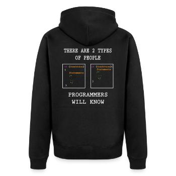 Zwei Arten Von Programmierer - Unisex Premium Bio Zip Hoodie - Schwarz - Hinten - Nico (187cm)
