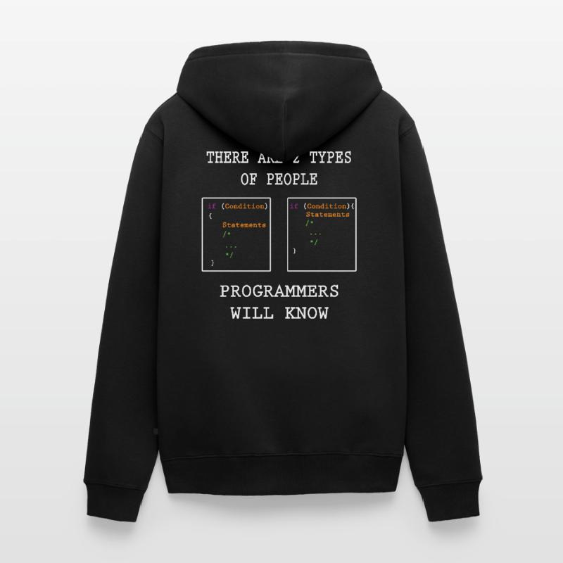 Zwei Arten Von Programmierer Unisex Premium Bio Zip Hoodie