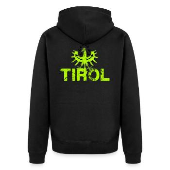 Tirol - Unisex Premium Bio Zip Hoodie - Schwarz - Hinten - Nico (187cm)