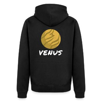 Venus - Unisex Premium Bio Zip Hoodie - Schwarz - Hinten - Nico (187cm)