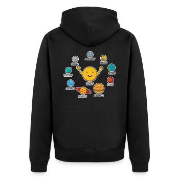 Sonnensystem - Unisex Premium Bio Zip Hoodie - Schwarz - Hinten - Nico (187cm)