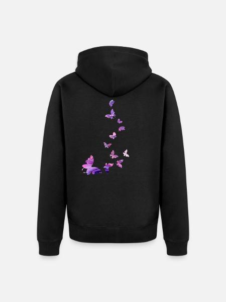 Butterfly swarm harmony pink - Unisex Premium Organic Zip Hoodie - black