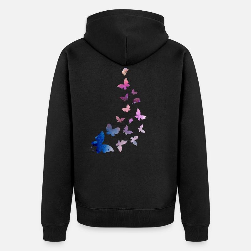 papillon essaim harmonie bleu rose - Veste à capuche bio Premium Unisexe - noir
