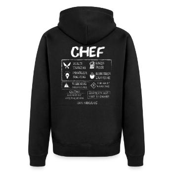 Chef - Unisex Premium Bio Zip Hoodie - Schwarz - Hinten - Nico (187cm)