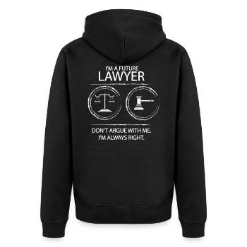 Zukünftiger Richter - Unisex Premium Bio Zip Hoodie - Schwarz - Hinten - Nico (187cm)