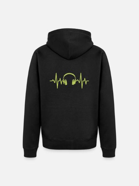 Headphone Lifelife Headphone Heartbeat Music - Unisex Premium Organic Zip Hoodie - black