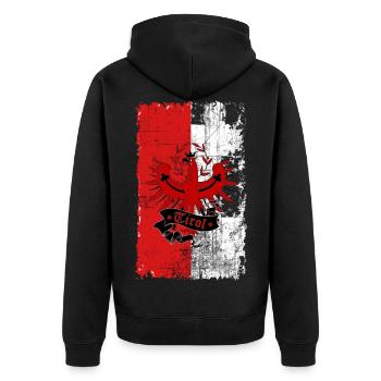 Retro Tirol - Unisex Premium Bio Zip Hoodie - Schwarz - Hinten - Nico (187cm)