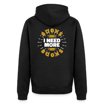 Bücher - Unisex Premium Bio Zip Hoodie - Schwarz - Hinten - Nico (187cm)