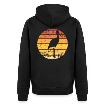 Storch Silhouette - Unisex Premium Bio Zip Hoodie - Schwarz - Hinten - Nico (187cm)