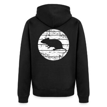 Ratten - Unisex Premium Bio Zip Hoodie - Schwarz - Hinten - Nico (187cm)