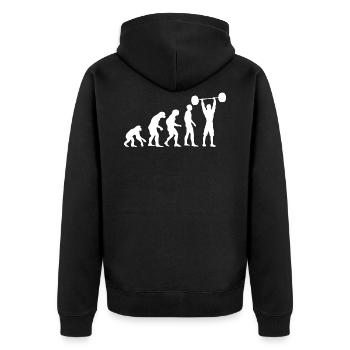 Evolution humanity people pump generation - Unisex Premium Organic Zip Hoodie - black - Back - Nico (187cm)