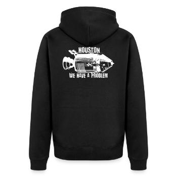 Rakete - Unisex Premium Bio Zip Hoodie - Schwarz - Hinten - Nico (187cm)