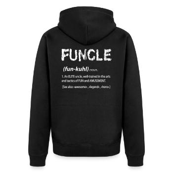Uncle - Unisex Premium Organic Zip Hoodie - black - Back - Nico (187cm)