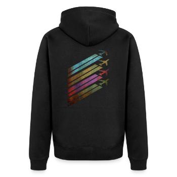 Airplanes airplanes with contrails - Unisex Premium Organic Zip Hoodie - black - Back - Nico (187cm)