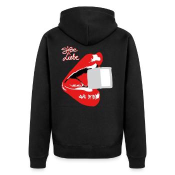 Suesse Liebe - Unisex Premium Bio Zip Hoodie - Schwarz - Hinten - Nico (187cm)