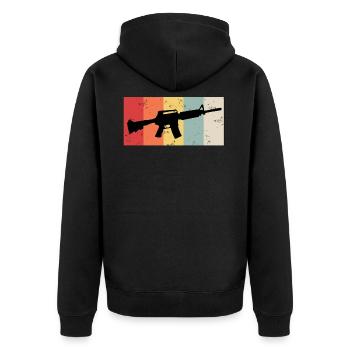 Vintage Gewehr - Unisex Premium Bio Zip Hoodie - Schwarz - Hinten - Nico (187cm)