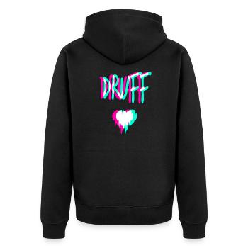 Druff Techno Festival Drogen Pepp Ziehen Lustig - Unisex Premium Bio Zip Hoodie - Schwarz - Hinten - Nico (187cm)
