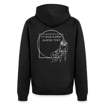 Vitruvianischer Mensch Lustig - Unisex Premium Bio Zip Hoodie - Schwarz - Hinten - Nico (187cm)