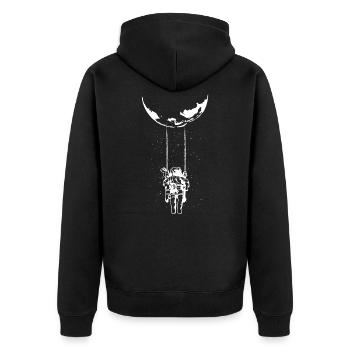 Astronaut Moon Swing - Unisex Premium Organic Zip Hoodie - black - Back - Nico (187cm)