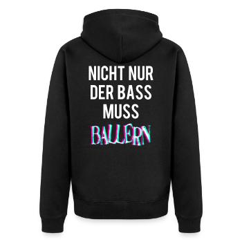 Bass Techno Ballern Drogen Druff Festival Lustig - Unisex Premium Bio Zip Hoodie - Schwarz - Hinten - Nico (187cm)