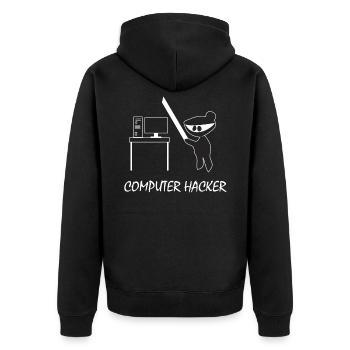 Computer Hacker - Unisex Premium Organic Zip Hoodie - black - Back - Nico (187cm)