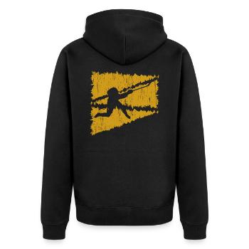 Eishockey - Unisex Premium Bio Zip Hoodie - Schwarz - Hinten - Nico (187cm)