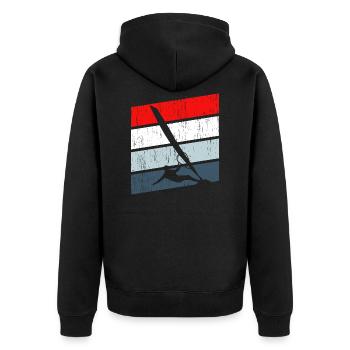 Windsurfen Surfen Liebhaber - Unisex Premium Bio Zip Hoodie - Schwarz - Hinten - Nico (187cm)