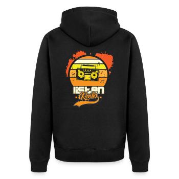 Musique rétro Écoutez Radio Radio Écoutez Anglais - Veste à capuche bio Premium Unisexe - noir - Dos - Nico (187cm)