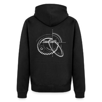 Zeitreise Zeitreisender - Unisex Premium Bio Zip Hoodie - Schwarz - Hinten - Nico (187cm)