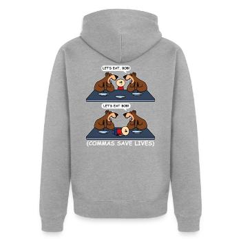 Grammatik Rechtschreibung Lustig - Unisex Premium Bio Zip Hoodie - Grau meliert - Hinten - Nico (187cm)
