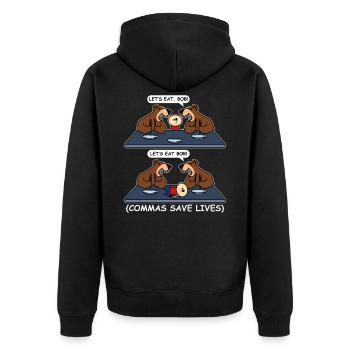 Grammaire Orthographe Drôle - Veste à capuche bio Premium Unisexe - noir - Dos - Nico (187cm)