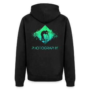 fotograf - Unisex Premium Bio Zip Hoodie - Schwarz - Hinten - Nico (187cm)