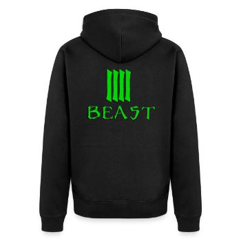 Biest Grün - Unisex Premium Bio Zip Hoodie - Schwarz - Hinten - Nico (187cm)