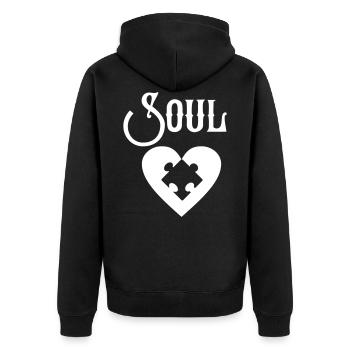 Soul Mate Puzzle Partnerlook - Unisex Premium Bio Zip Hoodie - Schwarz - Hinten - Nico (187cm)