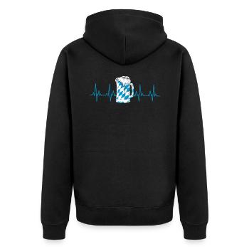 Bayern Bier Herzschlag - Unisex Premium Bio Zip Hoodie - Schwarz - Hinten - Nico (187cm)