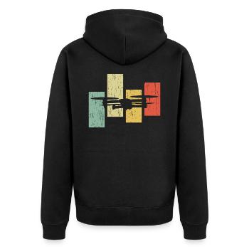 Drohnenreggae bunt - Unisex Premium Bio Zip Hoodie - Schwarz - Hinten - Nico (187cm)