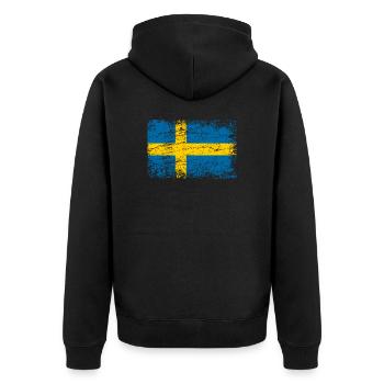 Sweden flag flag used-look Stockholm Sweden - Unisex Premium Organic Zip Hoodie - black - Back - Nico (187cm)